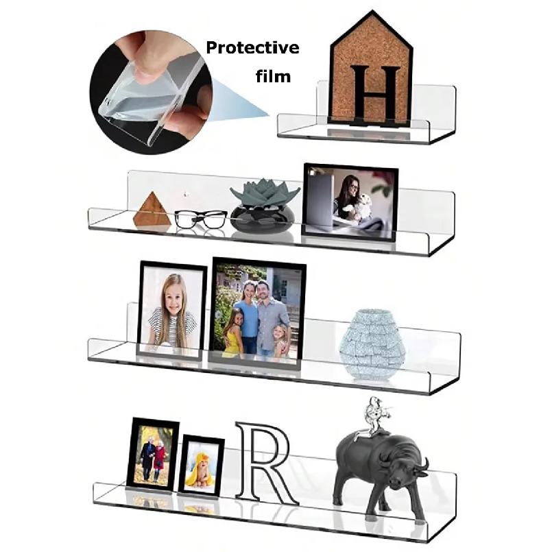 Clear Acrylic Book Stand Holder - 2-delige transparante acryl opbergrek wandmontage boeken
