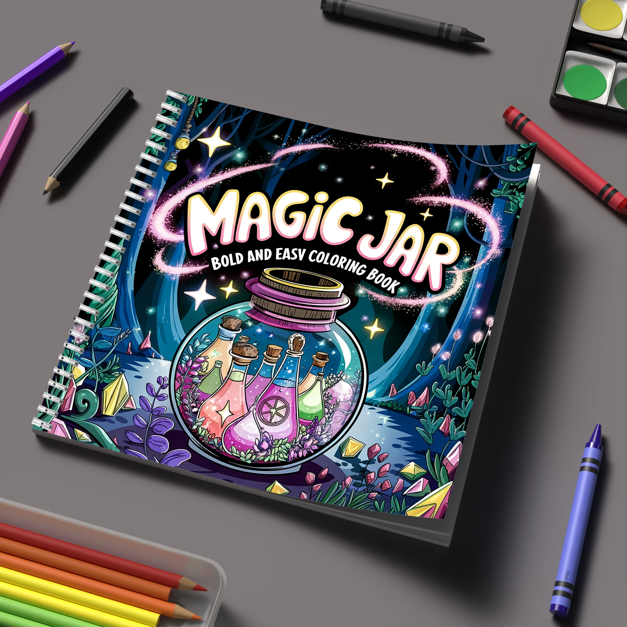Adult Coloring Book Stress Relief - Kleurboek Magic Jar voor volwassenen, verjaardagscadeau,