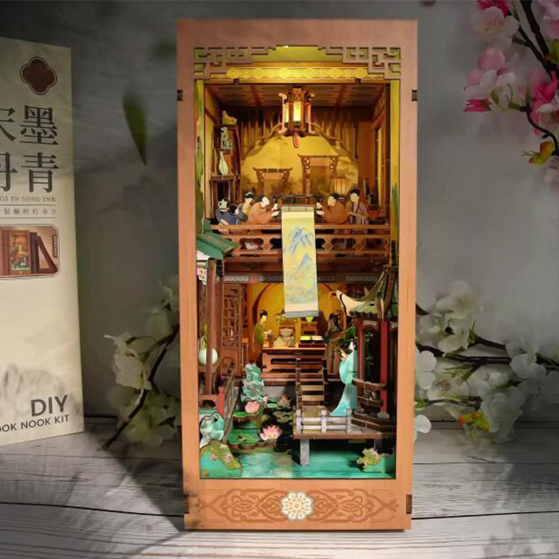 Diy Wooden Book Nook Kit Shelf Insert - DIY houten boekenhoekje plank insteekset Song-dynastie