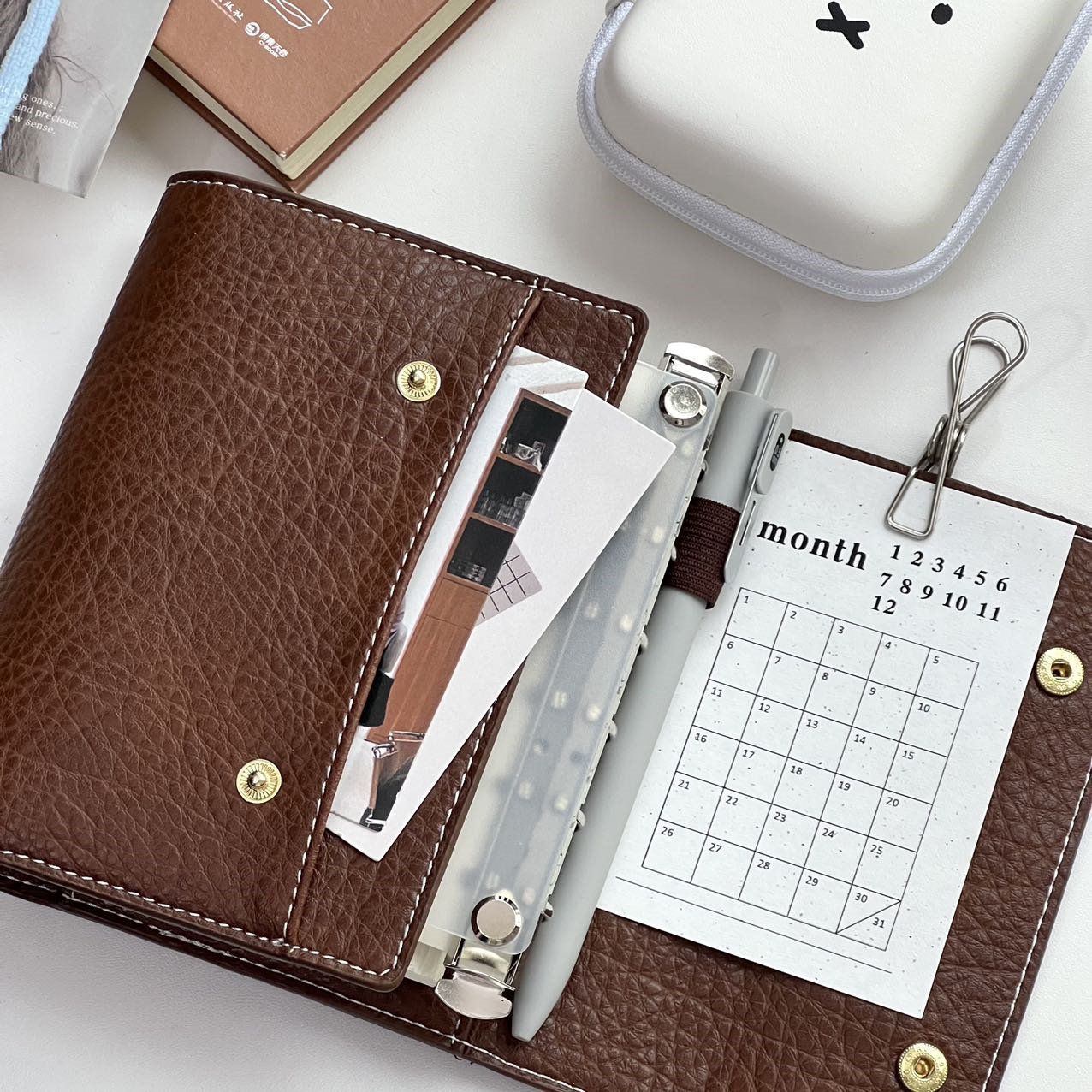 Vintage Leather Journal Notebook - A7 Drievoudig opvouwbare, retro zacht lederen