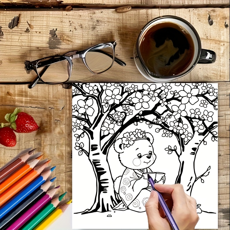 28-pagina's schattige beer in  - Adult Coloring Book Stress Relief recensie en prijs