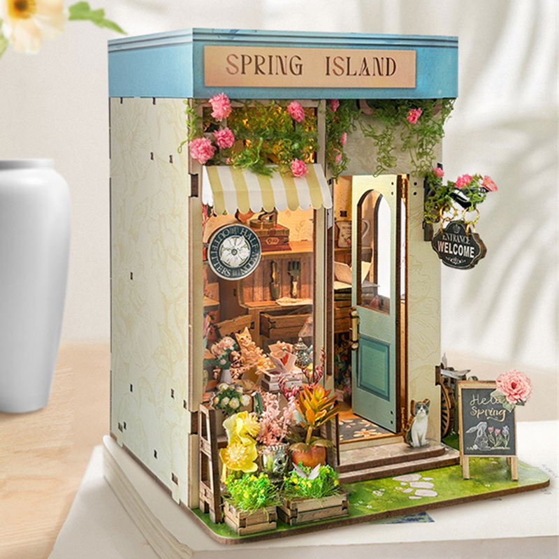 DIY Houten Spring Island Flowe - Diy Wooden Book Nook Kit Shelf Insert recensie en prijs