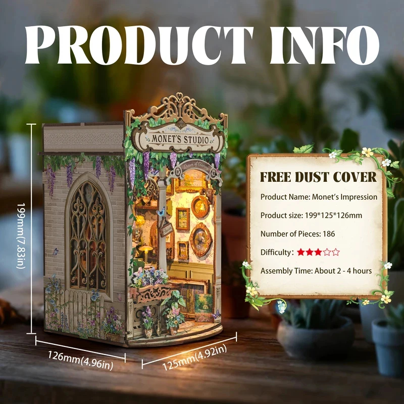 Houten Monet's Studio Boekenho - Diy Wooden Book Nook Kit Shelf Insert recensie en prijs