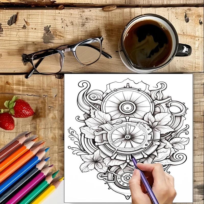 Kleurboek Steampunk Bloemen vo - Adult Coloring Book Stress Relief recensie en prijs